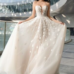 Floral wedding dress a-line Ballgown Cream Floral Gown